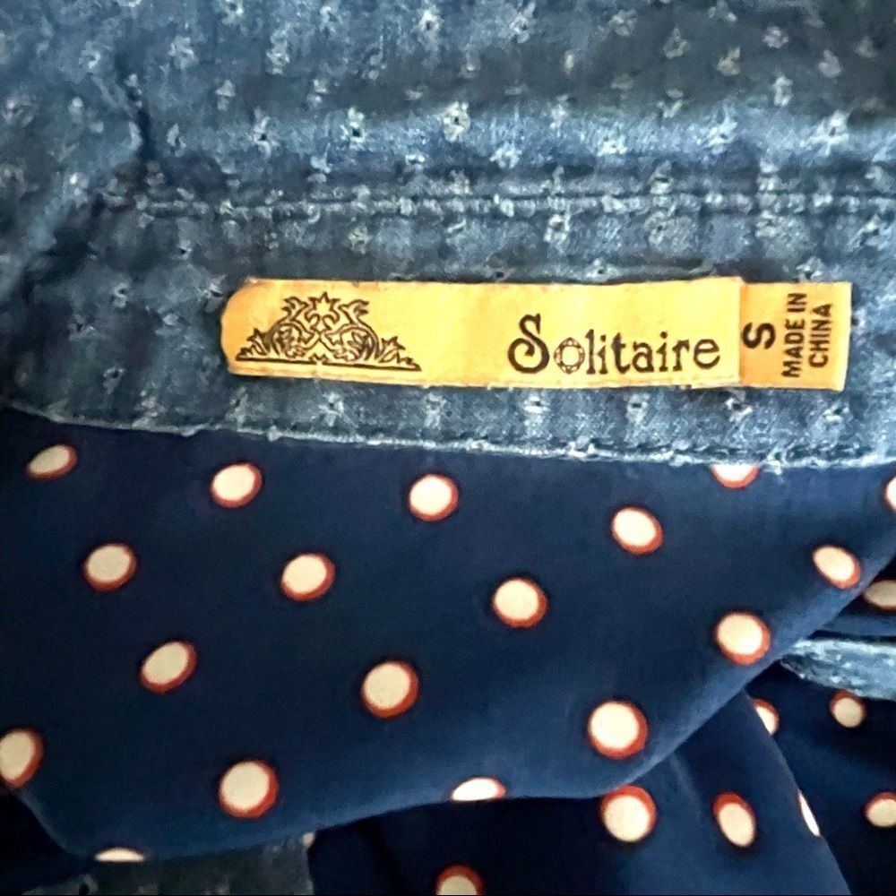 Solitaire blue polka dot long sleeved button down shirt - Picture 8 of 13